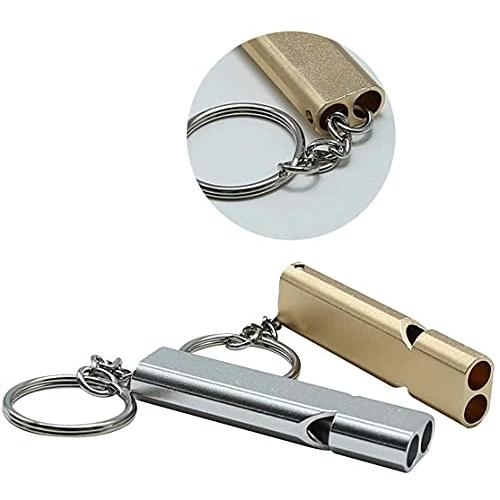 ホイッスル 防災 アルミ製 笛 救援 8枚セット キーチェーン付き 金色/銀色 |  | 03