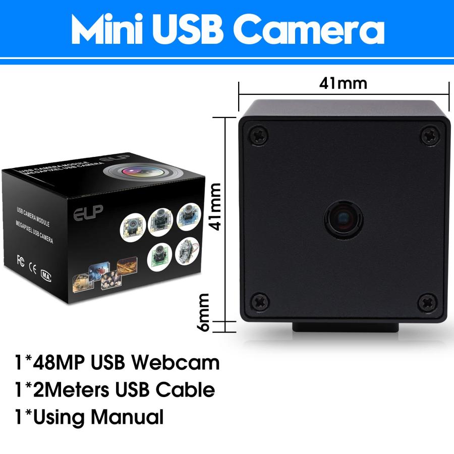ELP 4800万画素 Webカメラ オートフォーカス 広角 小型 USB
