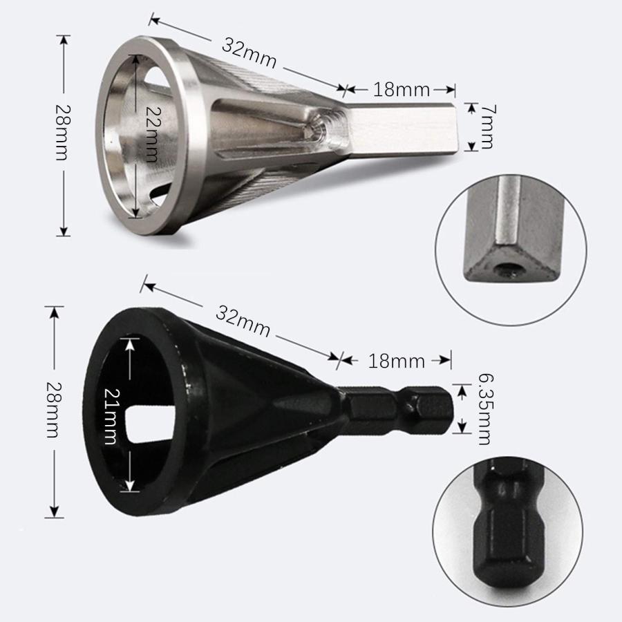 2ピース 外部面取りツール バリ取りビット ステンレス鋼金属削除バリ修理ツール バリ取り外部面取りツールビット 作業工具 電動ドリルに適応 |  | 01