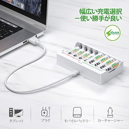 EBL 電池充電器 単3 単4 ニッケル水素/ニカド充電池に適用 LED充電表示 電池の充電1-8本自由対応可能 電池じゅうでんき単体 ニッカド |  | 02