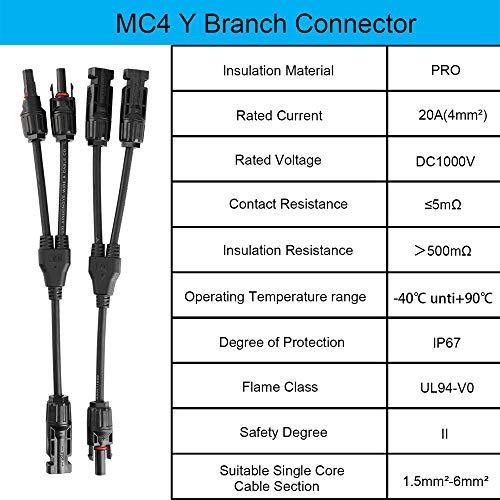 YCIND IARLION mc4 並列 コネクタ 分岐 ソーラーパネル用 延長ケーブル Yケーブル Y字型 ソーラー 並列 1M2F + 2M |  | 04