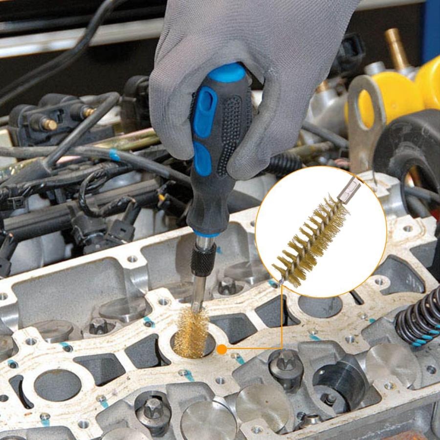 KEWAYO12個入ワイヤーブラシ 真鍮 セット ステンレス鋼 研磨ブラシ 研削ブラシ六角軸6.35（Φ8mm Φ9mm Φ10mm Φ11mm |  | 02