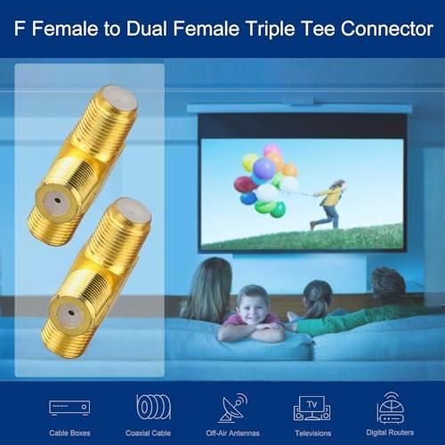 F スプリッター3ウェイコネクター TUOLNK Fメス-デュアルFメストリプルティーコネクター TV ビデオ用 T字型 アダプター VCR ア |  | 02