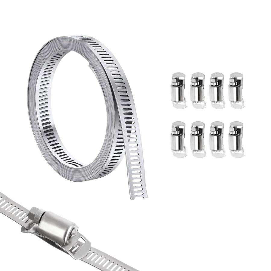 SODOI バイクパーツ マフラーバンド ホースバンド 304ステンレス フリーカット クランプ バンド 長さ調整 排気ダクト 汎用 耐熱 固定 | 