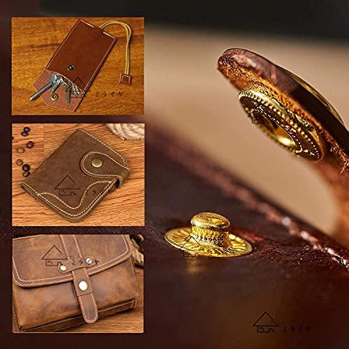 ミライヤ レザークラフト バネ ホック打ち具セット 15mm 15組セット スナップ ボタン 穴あけポンチ 打ち具 打ち台 ハトメ抜き 手芸 ハ |  | 06