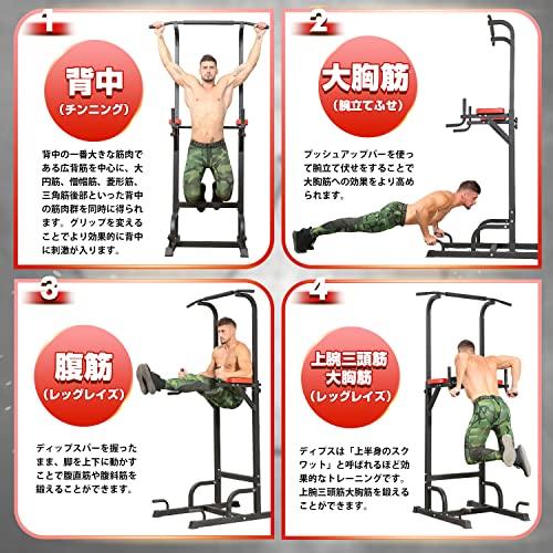 BangTong&Li ぶら下がり健康器 マルチジム 懸垂マシン 耐荷重150kg 懸垂 器具 筋肉トレーニング 背筋 腹筋 大胸筋 懸垂バー ブラック+レッド