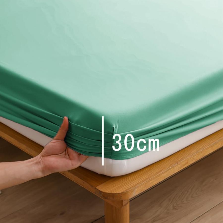 好品? ボックスシーツ マットレスカバー 洗える さらさら肌触り 四季適用 ナチュラル おしゃれ 無地 吸水速乾 柔らかな触感 （ミント セミダ |  | 03