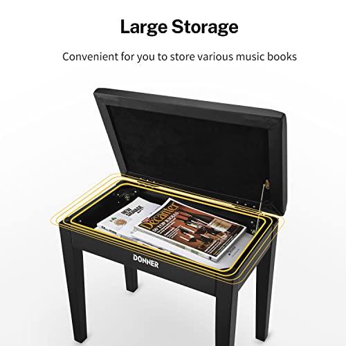 Donner ピアノ椅子 楽譜収納付き 木製 キーボードベンチ ピアノチェア 安定感 座り心地よい 頑丈 滑り止め 140kg耐荷重 幅50.8c |  | 04