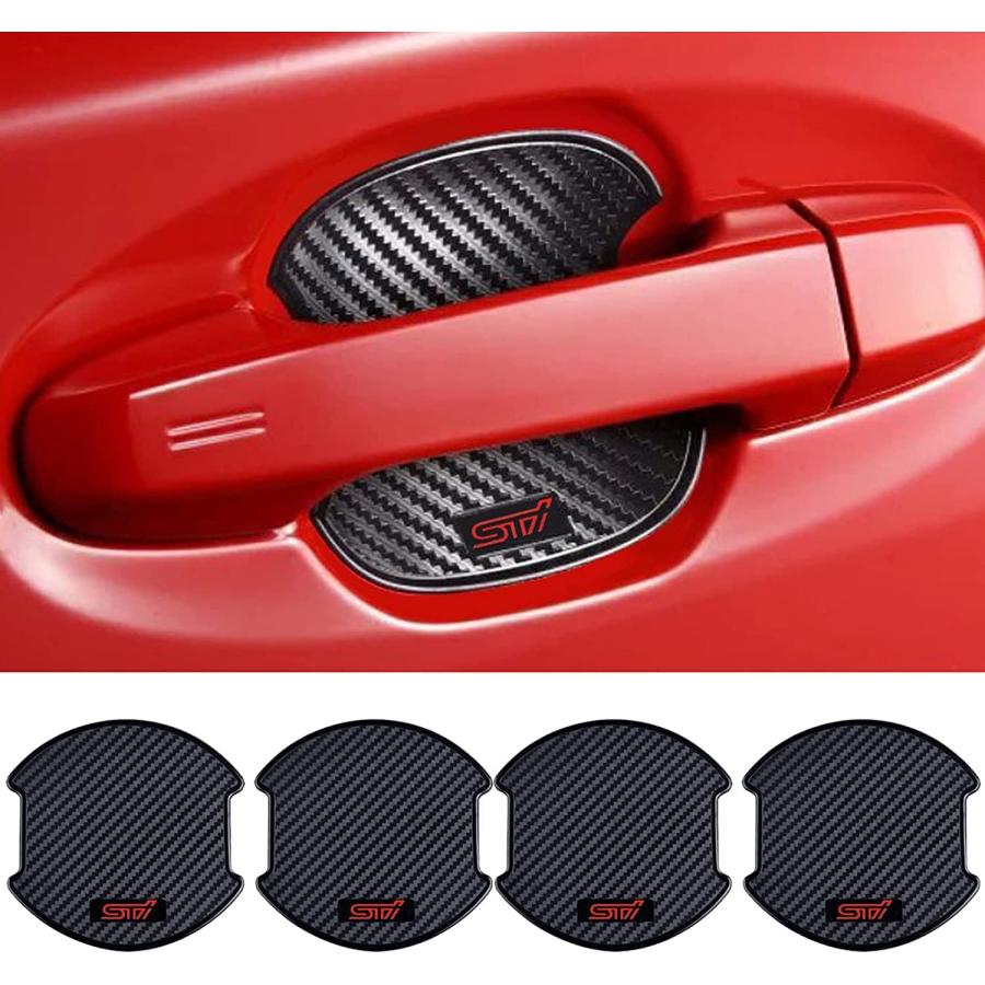 ドアハンドルプロテクター STI スバル 車用 カーボン ドアノブ ガード 傷防止 4枚入り L スバル | 