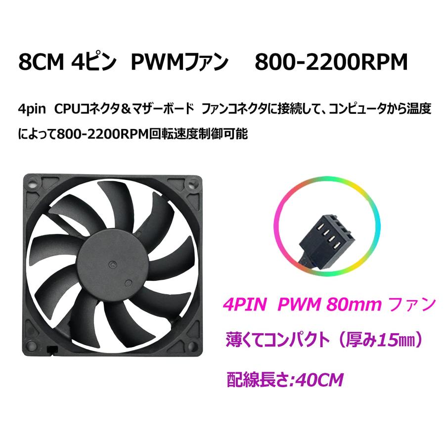 PANO-MOUNTS PCMINIケースファンPWMファン CPUファン8cm 15mm薄型ファン 静音 2200rpm 3個いり |  | 02