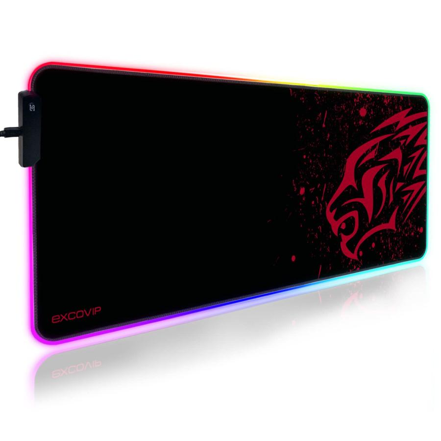 excovip RGB ゲーミングマウスパッド 大型 800*300*4mm マウスパッド 拡張 USB LED 発光 マウスパッド 7色の発光 | 