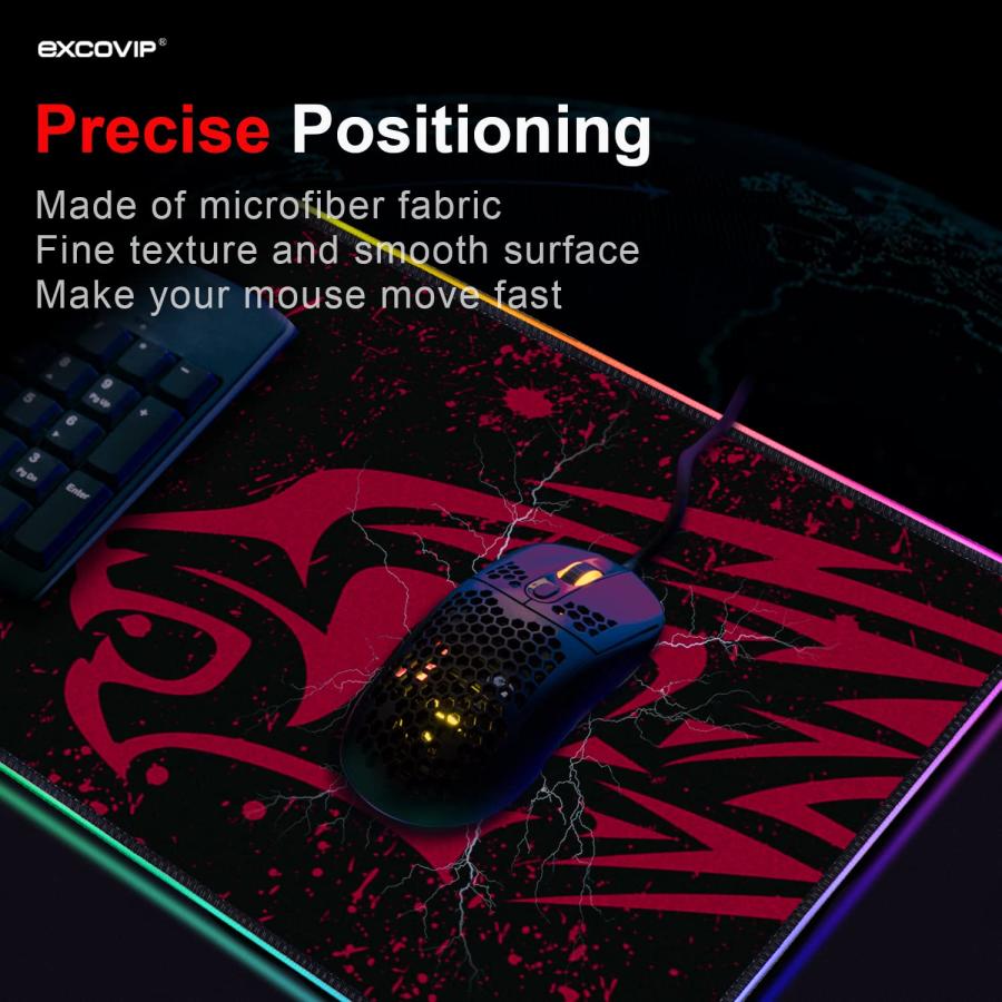 excovip RGB ゲーミングマウスパッド 大型 800*300*4mm マウスパッド 拡張 USB LED 発光 マウスパッド 7色の発光 |  | 07