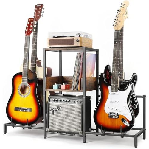 ギタースタンド 4本収納 ベーススタンド エレキスタンド ギタ ユニバーサルディスプレイラック 複数ギターラック 耐久性のある 大容量ストレージ | 
