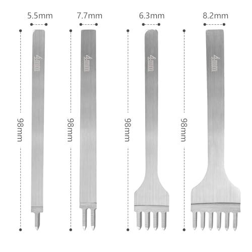 BAOYINGTE 菱目打ち 4本セット 耐久性・刃幅1.5mm・4mm刃間 革細工・レザークラフト用工具セット パンチ・穴あけツール 1歯 2 |  | 05
