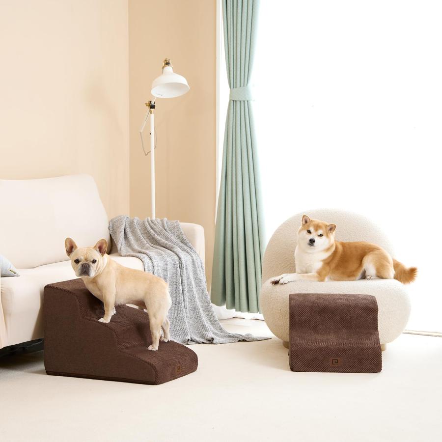 EHEYCIGA 犬階段 3段 ブラウン ペットステップ ドッグステップ ペット階段 犬用階段 滑り止め付き 洗える カバー取り外し（3段，ブラ |  | 06