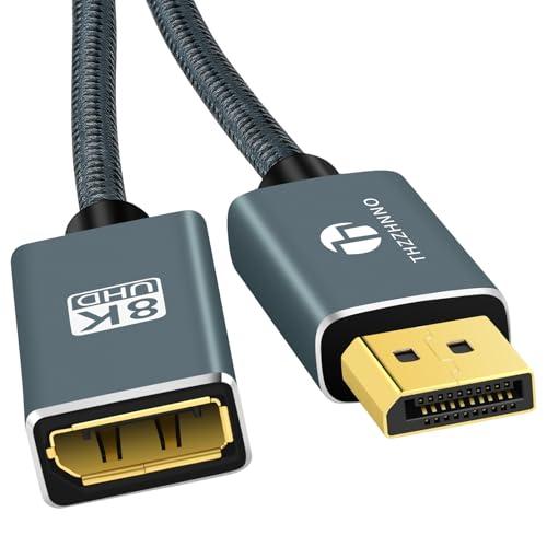 【互換品】 Thzzhnno 1.4 DisplayPort延長ケーブル 1M、 DisplayPort 8Kオス-メスケーブル、DPからDP拡張コー | 