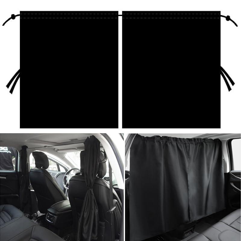 2枚セット車用 間仕切りカーテン BetterJonny 二重マテリアル 車用カーテン遮光カーテン自動車分割日除けカーテン車載プライバシーカーテ | 