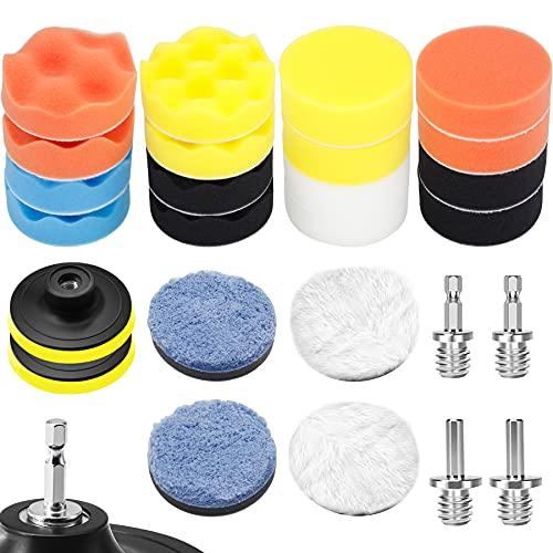 ポリッシャー バフ スポンジ 26点セット六角軸付き 80mm 洗車車磨きスポンジ 研磨パッド電気ドリル インパクトドライバー用 研磨艶出し 塗 | 