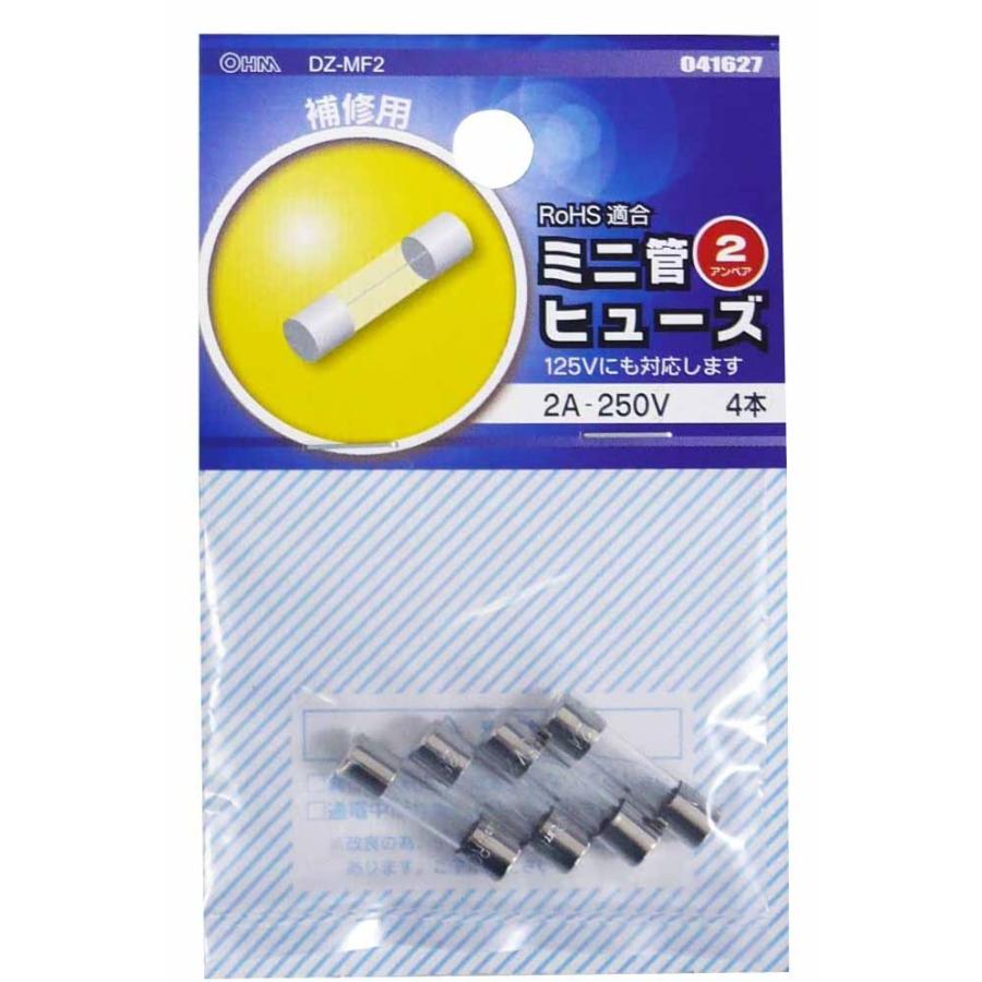 オームOHM 電機 ミニ管ヒューズ ガラス管ヒューズ 2A-250V 4本 04-1627 DZ-MF2 |  | 02