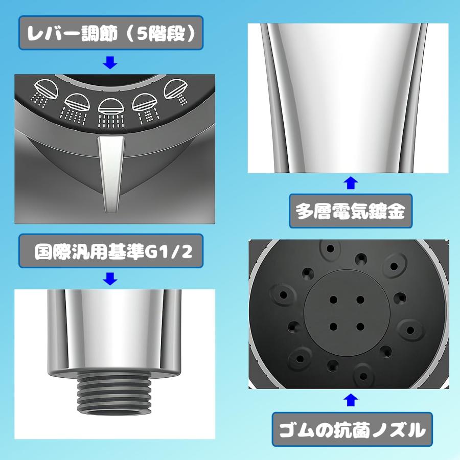 Nomchi シャワーヘッド ABS 節水 ミストマイクロナ ノバブル 高