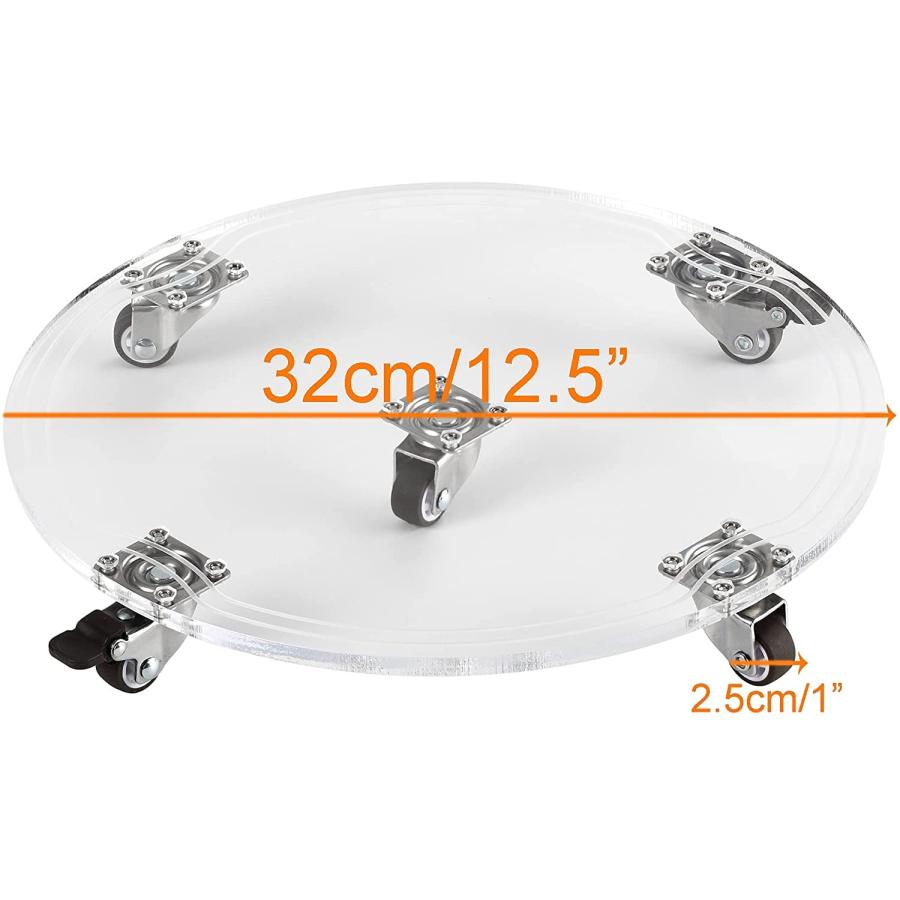 EDCOMES 植木鉢台 鉢置台 花台 アクリル製鉢置台 キャスター付き ストッパー機能付 ラウンド 直径26-36センチ（1個）透明色 荷重量 |  | 01