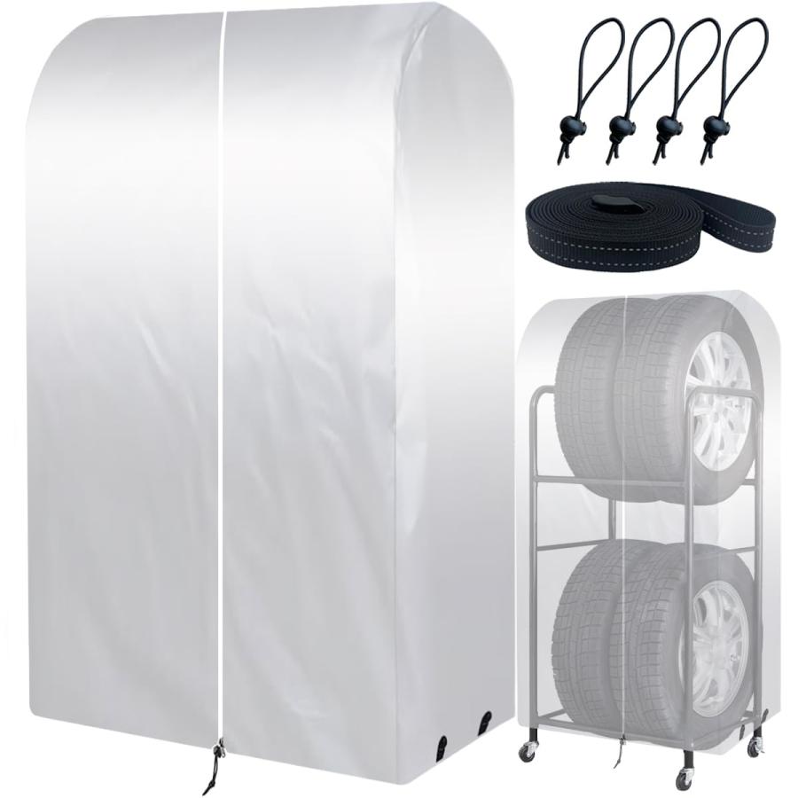 タイヤラックカバー 屋外 防水 軽自動車 普通自動車 suv用 タイヤ保管カバー 420D 厚手 タイヤカバー 防塵 防水 紫外線 劣化 汚れ防 | 