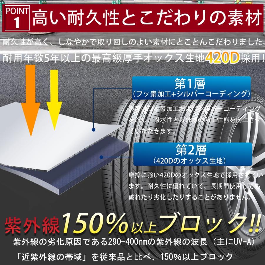 タイヤラックカバー 屋外 防水 軽自動車 普通自動車 suv用 タイヤ保管カバー 420D 厚手 タイヤカバー 防塵 防水 紫外線 劣化 汚れ防 |  | 02