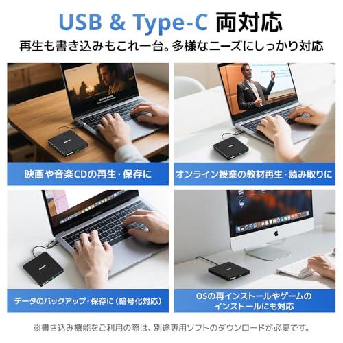 2025新定番・高速読取×低騒音 cd dvdドライブ 外付け dvd ドライブ 外付け cdドライブ 光学ドライブ USB-A ＆ type- |  | 02