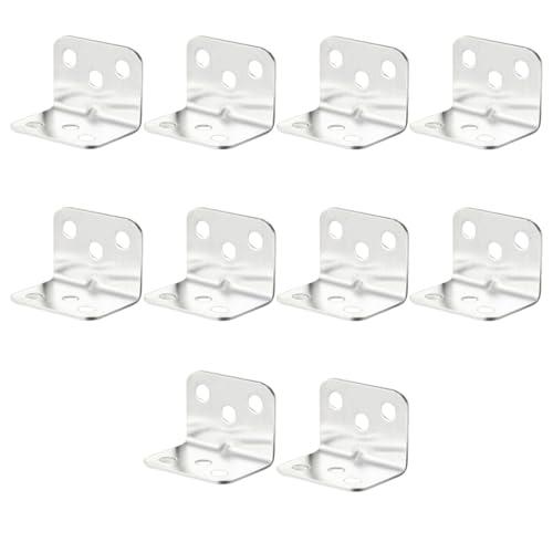 L字金具 アングル金具 10個セット 接合金具 ステンレス製 錆びにく 固定金具 L型ブラケット 棚受け金具 家具の補強金具 転倒防止 （シルバ | 