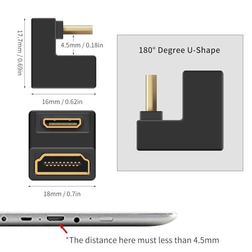 【互換品】 Poyiccot U字型 Mini HDMI to HDMI 変換アダプター、8K HDMI ミニHDMIアダプタ、超高速 48Gbps |  | 02