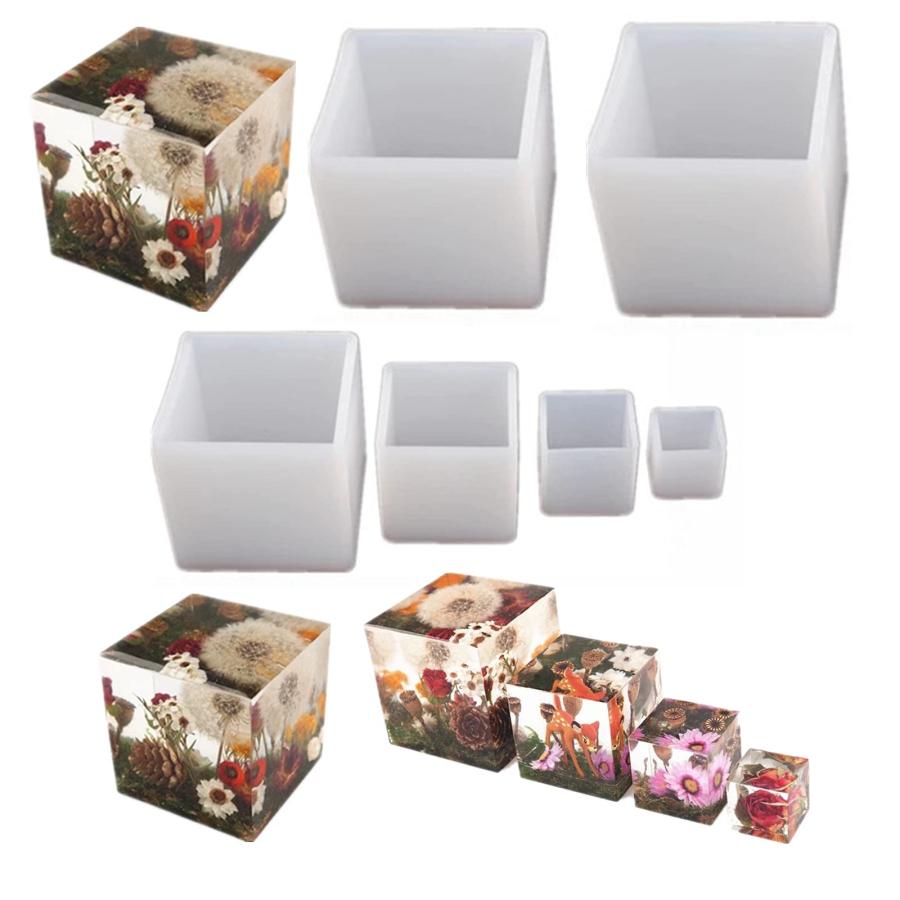 正方形 レジン シリコンモールド 立方体 キューブ型 6サイズ 65mm/50mm/40mm/35mm/25mm/20mm オルゴナイト 型 U | 