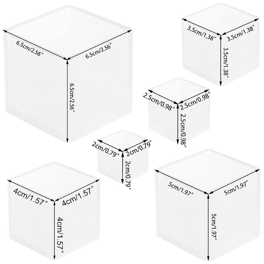 正方形 レジン シリコンモールド 立方体 キューブ型 6サイズ 65mm/50mm/40mm/35mm/25mm/20mm オルゴナイト 型 U |  | 01