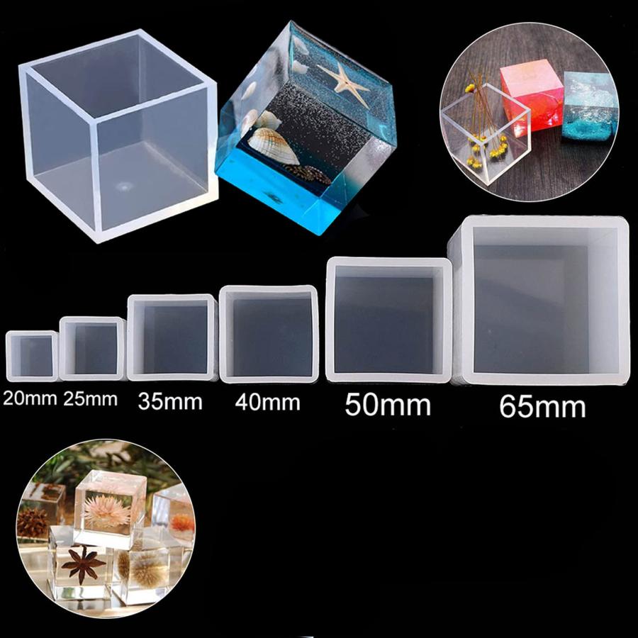 正方形 レジン シリコンモールド 立方体 キューブ型 6サイズ 65mm/50mm/40mm/35mm/25mm/20mm オルゴナイト 型 U |  | 02