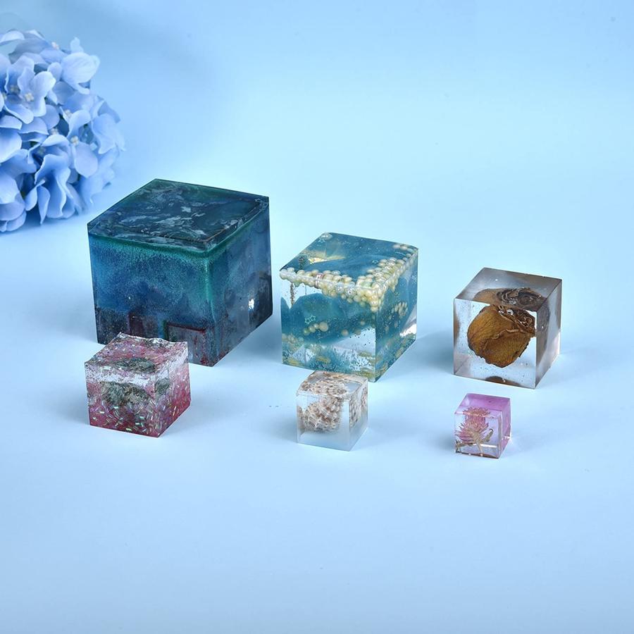 正方形 レジン シリコンモールド 立方体 キューブ型 6サイズ 65mm/50mm/40mm/35mm/25mm/20mm オルゴナイト 型 U |  | 04