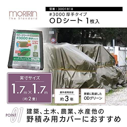 モリリン ODシート レジャーシート #3000 実寸約1.7m×1.7m 約2畳 厚手 屋外使用目安約3年 ハトメ数8 雨よけ 風よけ 野積み |  | 01