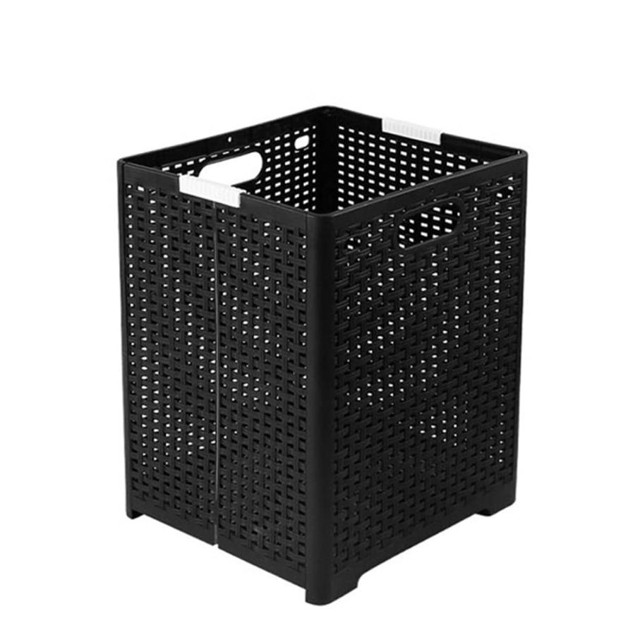 ランドリー バスケット 洗濯カゴ 折り畳み式 大容量 おしゃれ 取っ手付き ランドリー収納 ボックス ごみ箱 省スベース 48L ブラック | 