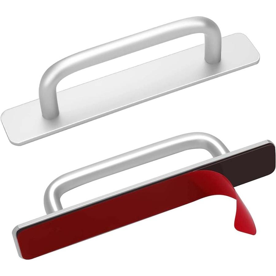 2個セットドア取手 引き出し取手 粘着ドアハンドル アルミニウム合金両面テープ式 引き戸取っ手 引き戸開閉補助 金具 窓 網戸 引き出し 戸棚 | 