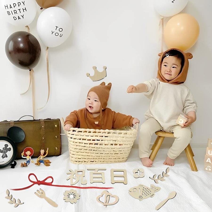 百日祝 レターバナー 木製 飾り 誕生日 お食い初め 100日祝い 赤ちゃん 飾り ウッドレター ナチュラル お祝い 月齢フォト 写真 アート |  | 04