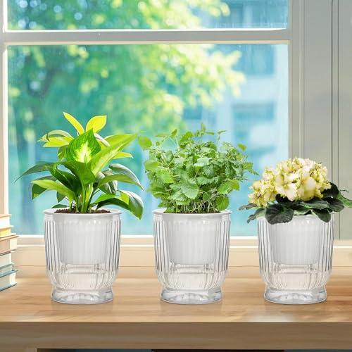 Phyxiul 自動給水 プランター 4個セット観葉植物 鉢 底面給水鉢 植木鉢 給水紐付き 室外 室内 鉢植え ハーブ 花栽培 園芸用品 透明 |  | 04