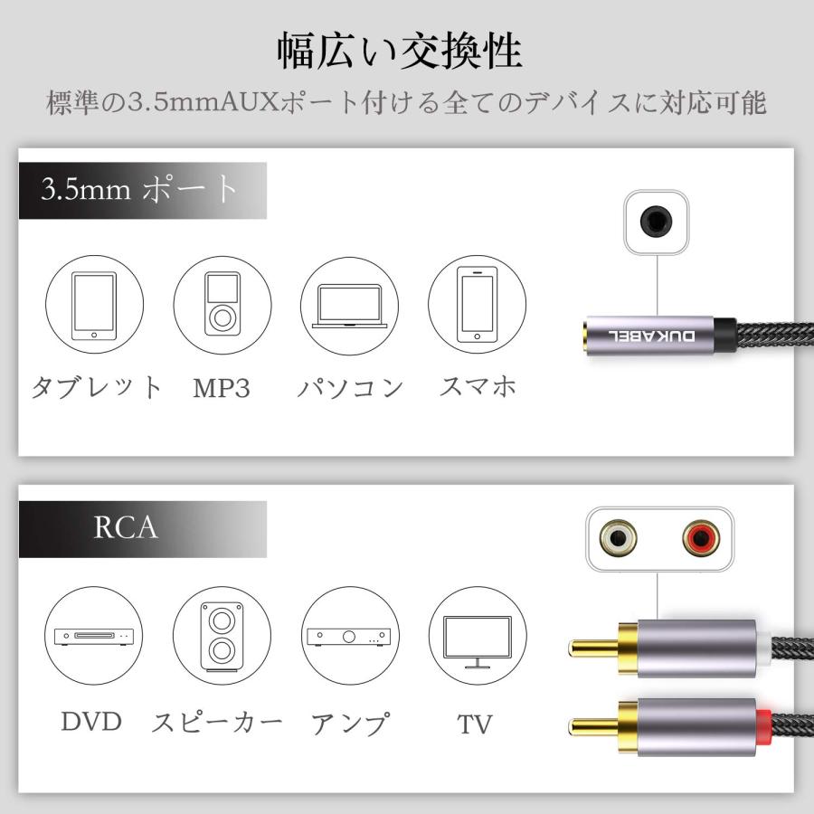 DuKabel 3.5mmメス-2RCAオスステレオミニプラグ変換ケーブル rca 3.5mm 変換 RCA変換ケーブル 3.5mm to 2R |  | 03
