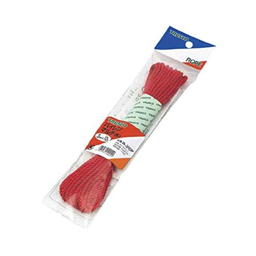 TRUSCOトラスコ パイレンカラーロープ 5mm×10m 赤 3つ打タイプ R-510P-R | 