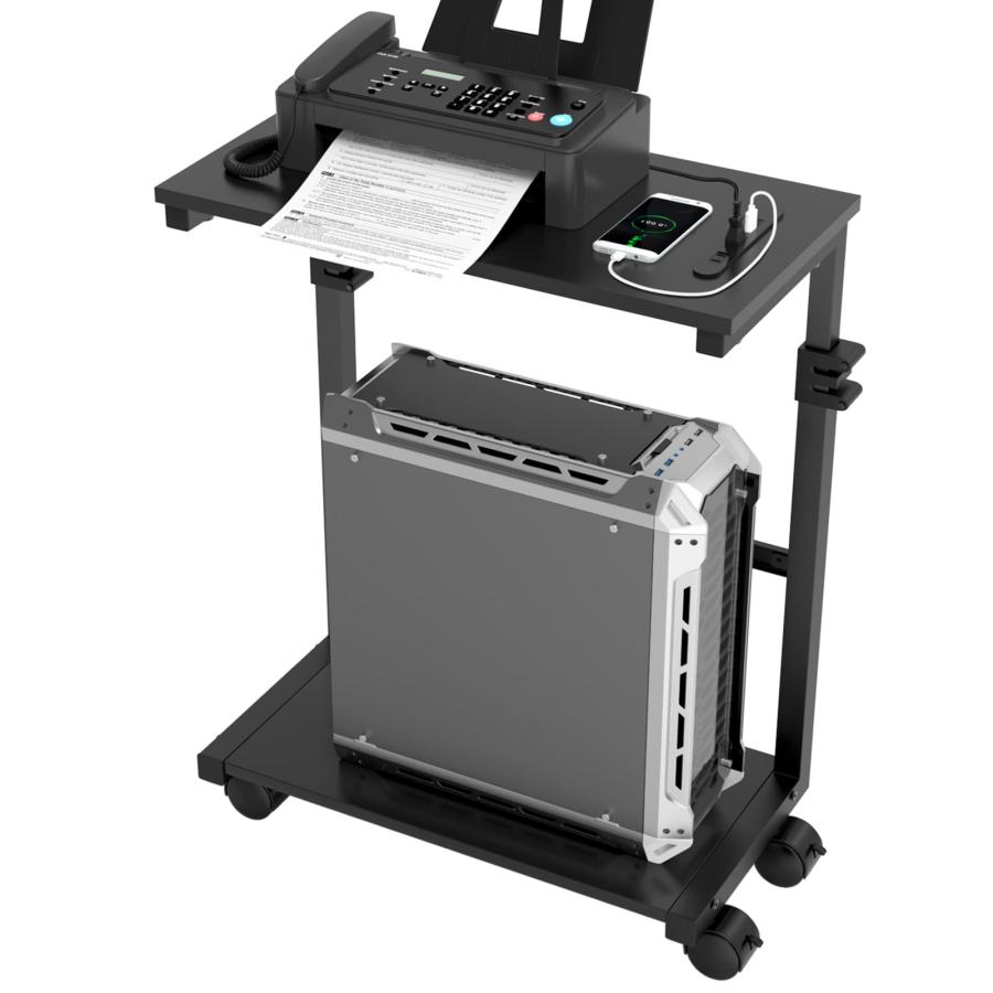 HUASUNミノリの恵 PC パソコンラック 昇降式 L字デスク スタンダード PCラック ソケットと USB 充電ポート付き PC 台車 2段 | 