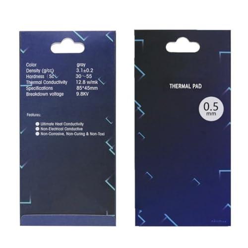 シリコンサーマルパッド、冷却ラジエーターフィン、85x45x0.5mm両面放熱シリコーンパッド、熱伝導性12.8 W/mk、軟らか材質、SSD | 