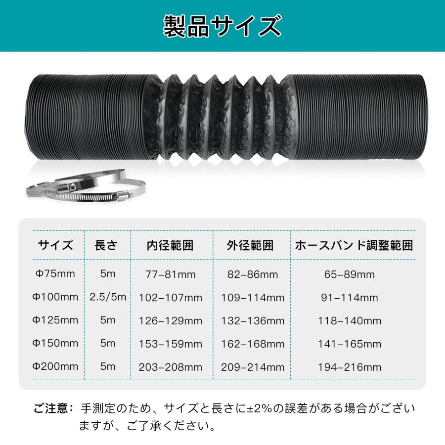 Okryain ダクトホース 75mm-200mm フレキシブルダクト 蛇腹排気ダクト 換気用アルミホース 排気ホース 換気用ホース 換気パイプ |  | 04