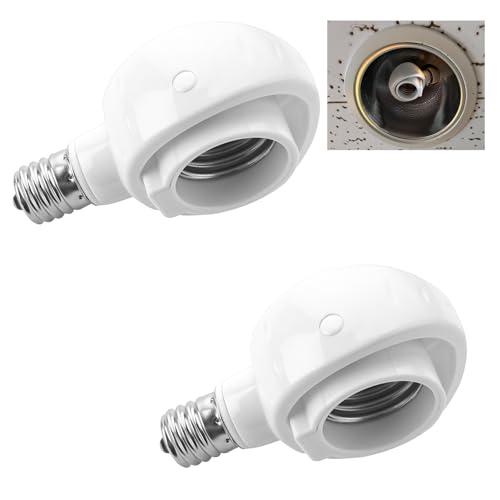 Abishion-E17→E26 LED電球専用-口金変換アダプター 電球 ソケット-ソケットは向きが調整できて便利です- 白い 2個セット。 | 