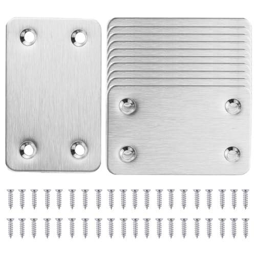 修理ボード 10ピース 60×38×1.5mm ステンレス製 ジョイント金具 補修プレート ハードウェア アクセサリ 固定補修 ブラケットコネク | 