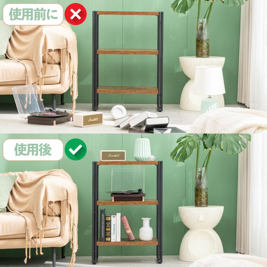 HCHQHS ラック オープンシェルフ 3段 木製 収納 本棚 オープンラック キッチンラック リビングラック 棚 おしゃれ 北欧 木目調 組立 |  | 05