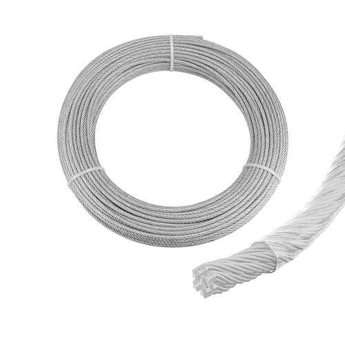 Aicosineg ワイヤーロープ 台風対策 ステンレスワイヤー PVCコーティング 直径3mm 長さ10M PVC厚さ0.5mm 使用荷重63 | 