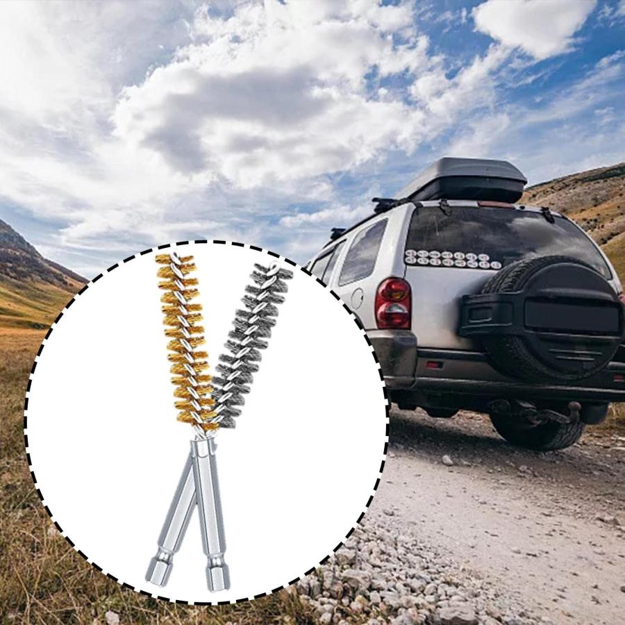 ワイヤーブラシ、ハンドル六角シャンク付きボアブラシ、12