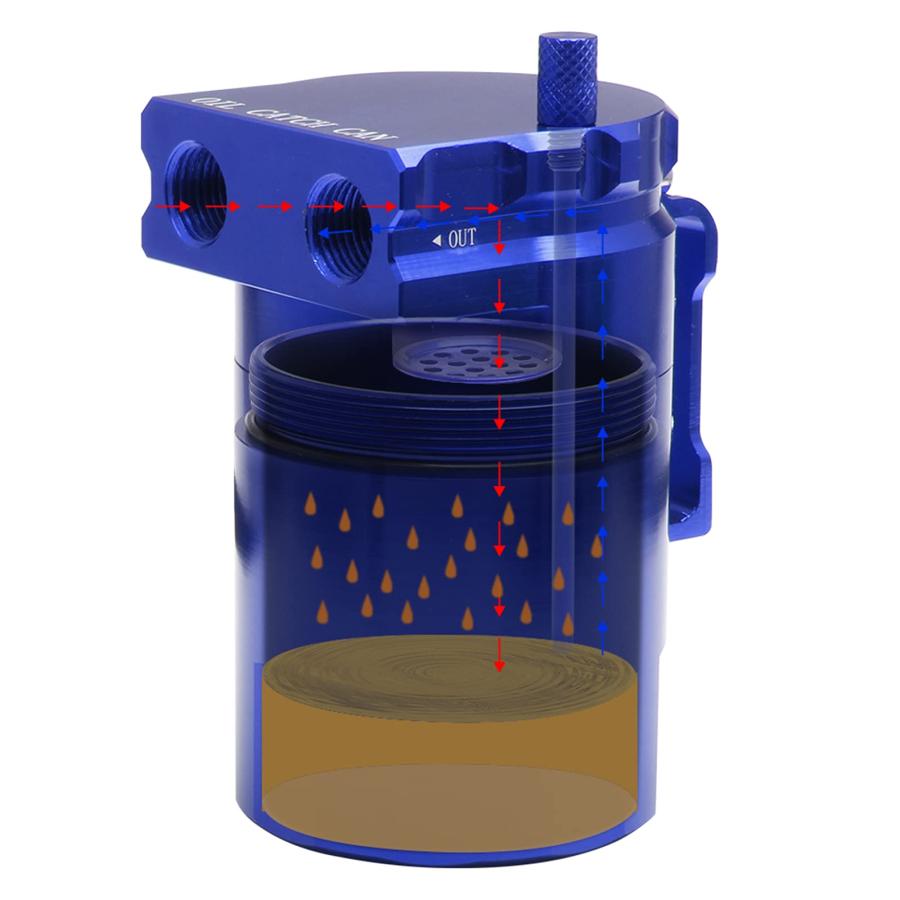 VEHSUN オイルキャッチタンク 300ml アルミ製 汎用 オイルキャッチ バッフル付き 円柱型 ホースニップル付き 外径 11Φ 13Φ |  | 05